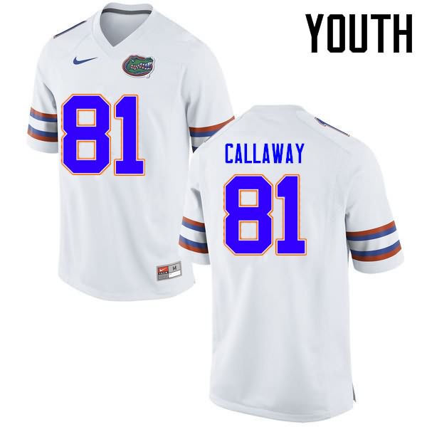 Youth NCAA Florida Gators Antonio Callaway #81 Stitched Authentic Nike White College Football Jersey SOG8865IX